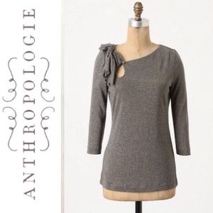 Anthropologie Deletta Ililouette metallic bow top